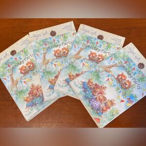 Vintage Retro Cottage Forest Animals Birthday Party Kids Invitation Cards NEW